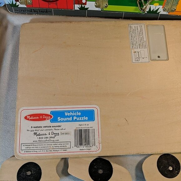 Melissa & Doug 4 Lot Wooden Sound Puzzles Safari Vehicle Farm Animals Latches - Picture 11 of 16